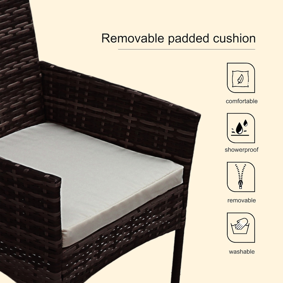 image 1 of Alivio 4 Piece Rattan Sofa Set Patio Furniture with Coffee Table Weather Resistant UV Protected Cushions for Indoor Outdoor Use | Brown | 1
