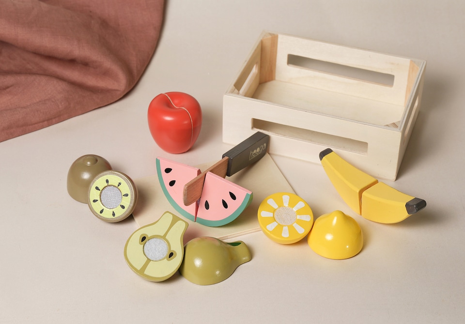 image 1 of Hooga Playroom Chopping Play Food - Wooden Play Fruit