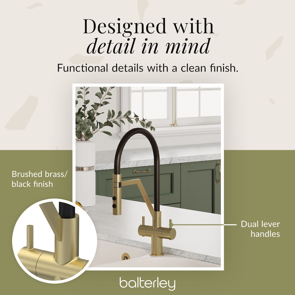 image 1 of Rana Kitchen Mono Mixer Tap Dual Lever Brushed Brass | Copper | Brushed Brass | 1