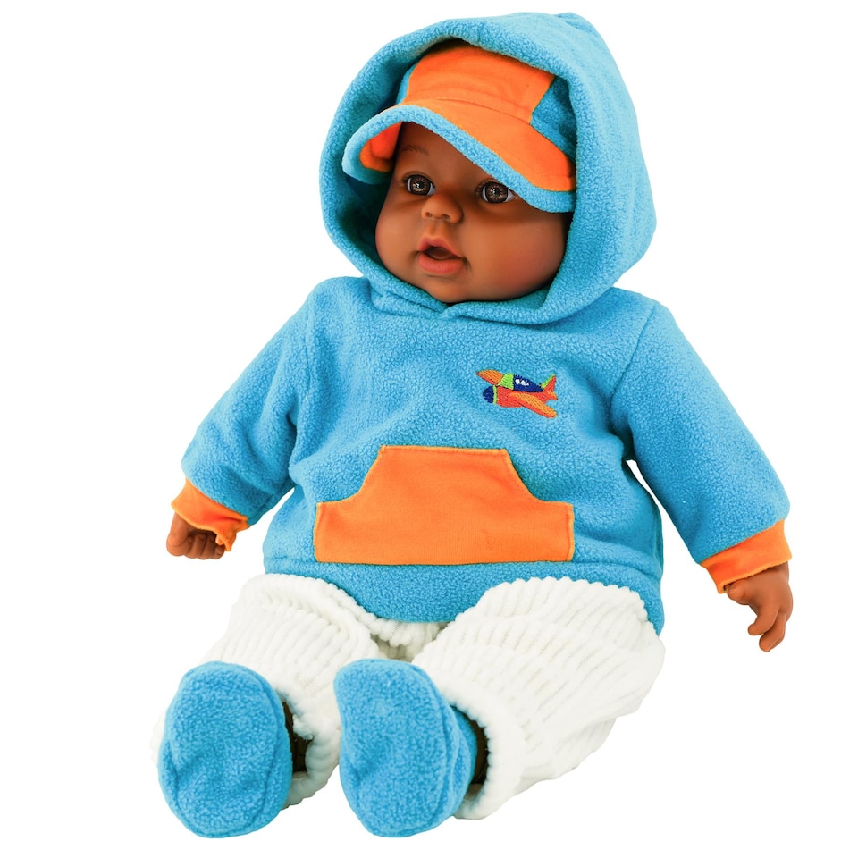 image 1 of BiBi Doll 18" Leo Ethnic Baby Doll Boy With Sounds & Toy Dummy