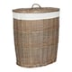 image 4 of Set of 2 Antique Wash White Cotton Lined Oval Willow Laundry Basket