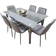 Dining Table Set with 6 Chairs Dining Room, and Kitchen table set of 6 Clear