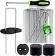 image 1 of Galvanised U-Shaped Garden Pegs - Anti-Rust Weed Membrane, Artificial Grass, Netting and Tent Stakes | Silver | 6 inches - 50 Pack with Buffer Washer | 50