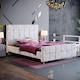 image 1 of Vida Designs Valentina 4ft6 Double Bed Fabric Upholstered, Crushed Velvet Silver, 135 x 190cm