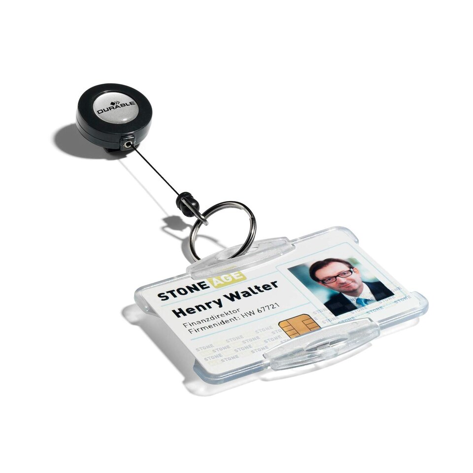 image 1 of Durable Secure Retractable Keyring Badge Reel for IDs & Keys | 10 Pack | Black