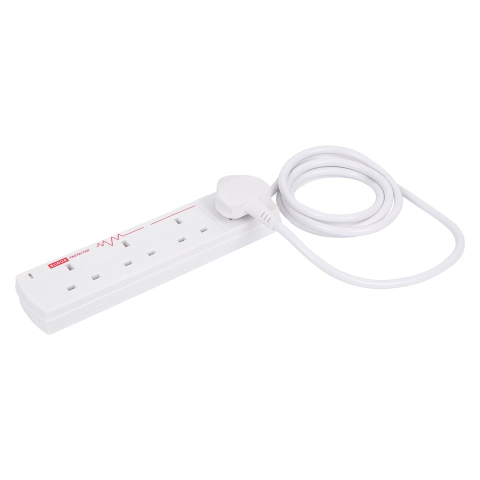 Kingavon 4-Way Surge Protected Extension Lead with 2m Cable