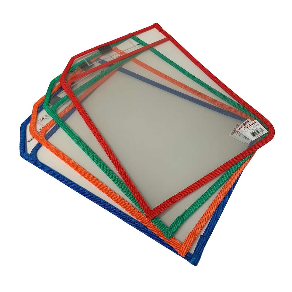 image 1 of Blue Edge Clear Dry Erase Write and Wipe Reusable Sleeve Pocket