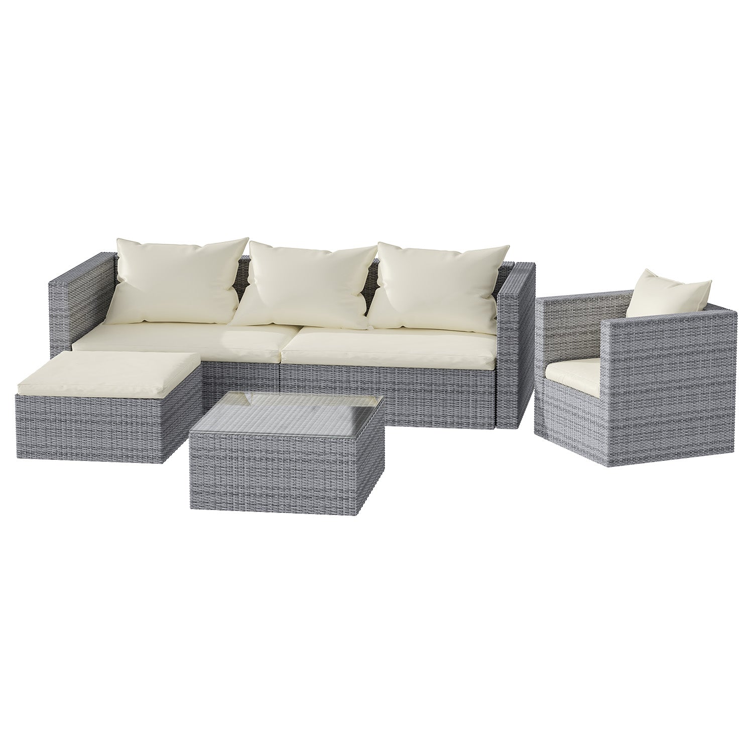 Rattantree Garden Furniture Rattan Modular Corner Sofa Set 5 Seat