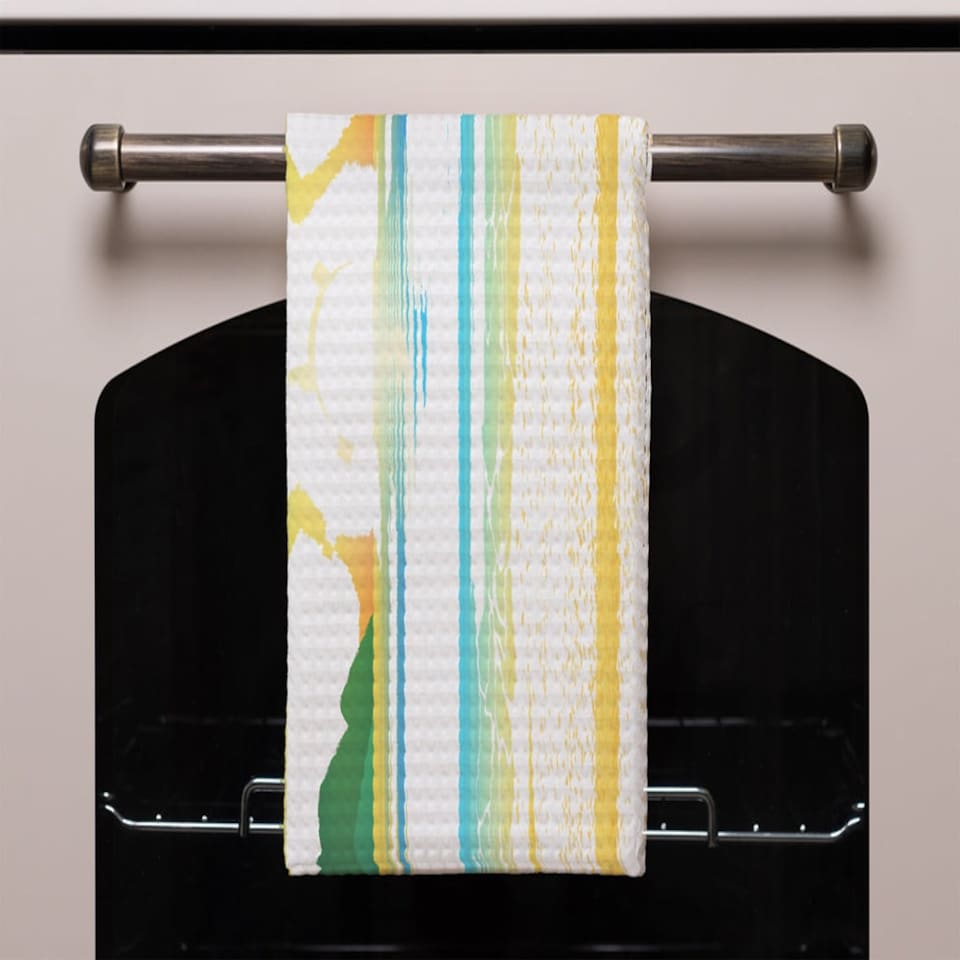 image 1 of Surf Board On Beach (Kitchen Towel)
