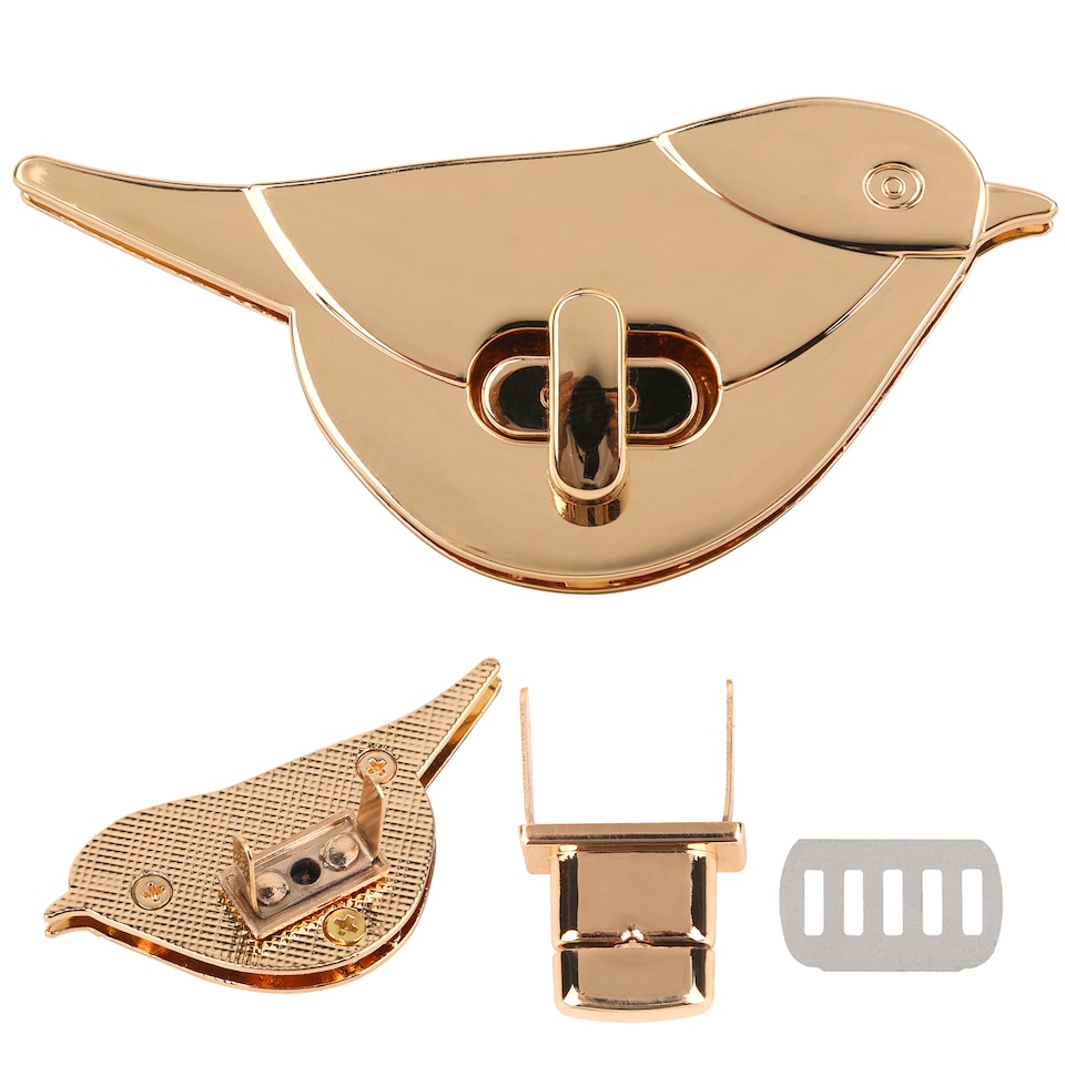 image 1 of Bird Twist Turn Lock Clasp, Decorative Closure For Leathercraft Projects