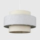 image 1 of ValueLights Cylinder Ceiling Pendant Light Shade in a Cream & Grey Herringbone Finish - Complete with a 10w LED GLS Bulb 3000K Warm White