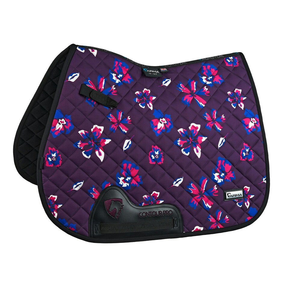 image 1 of ARMA Hyde Park Flowers Horse Saddlecloth - Purple/Black - 14in - 14in