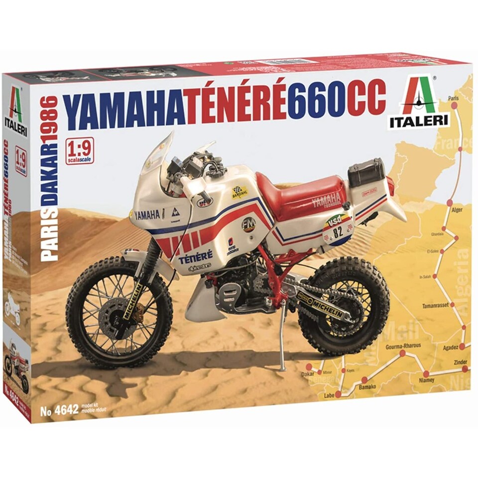 image 1 of Italeri IT4642 - 1/9 Yamaha Tenere 660cc 1986 Paris - Dakar Version Motorbike Kit