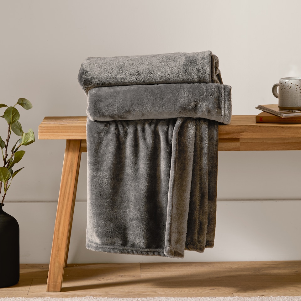 image 1 of Furn Harrow Fleece Throw | Grey | Charcoal | 1