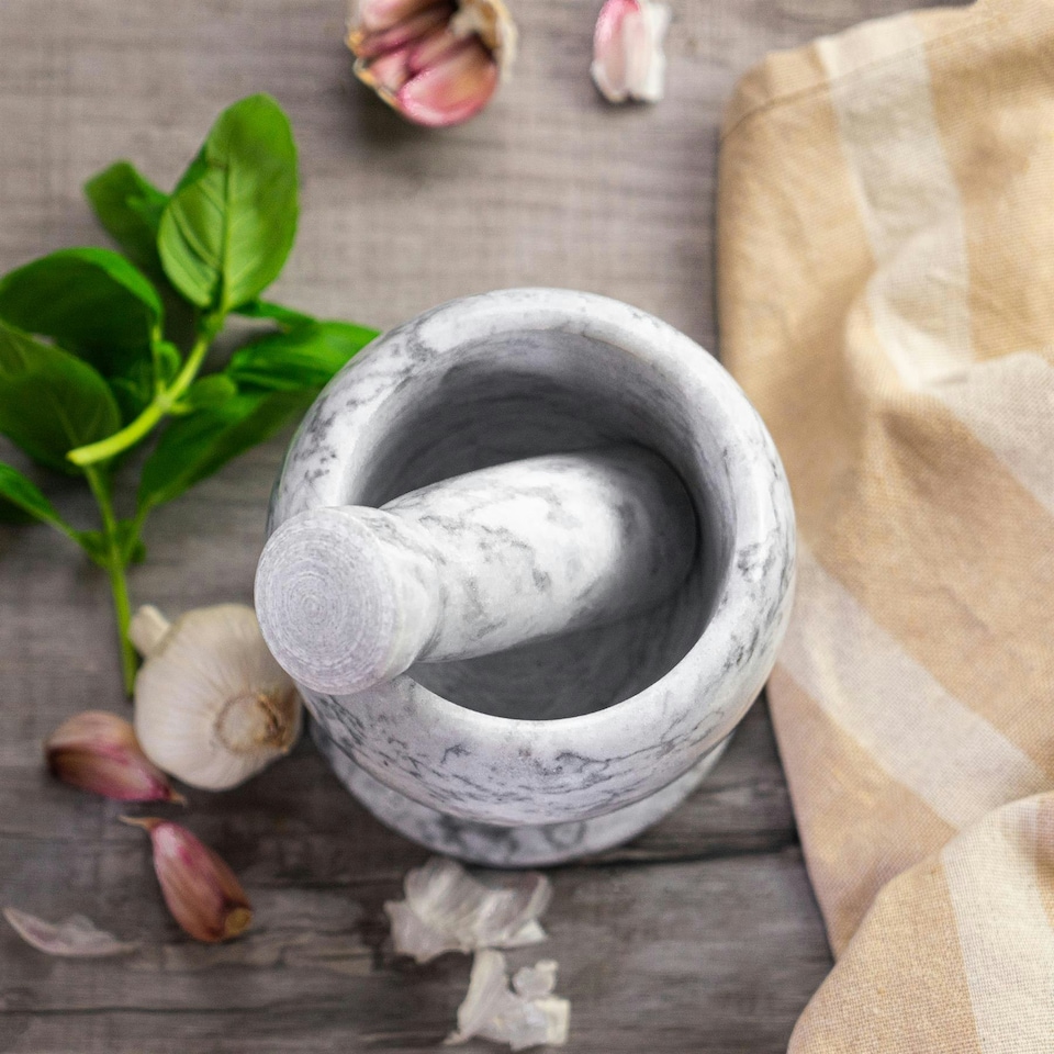 image 1 of Argon Tableware Marble Pestle & Mortar Set - 13cm - Grey