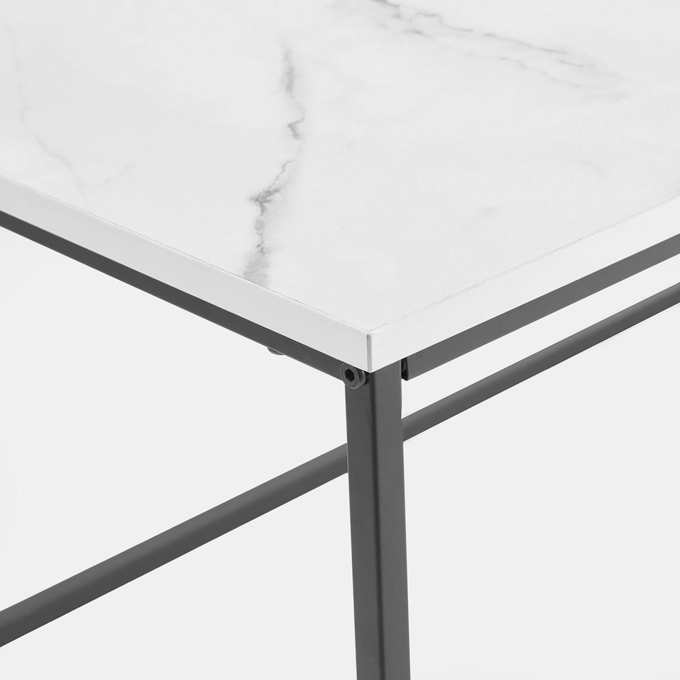 image 1 of OHS Marble Top Metal Framed Home Living Room Modern Coffee Table - White