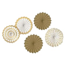 Amscan Mini Paper Fan Ceiling Decoration - Gold - One Size