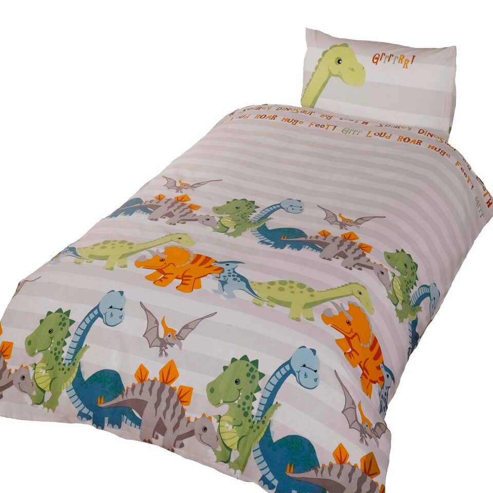 image 1 of Dinosaur Polycotton Kids Duvet Cover Set with Pillowcase Blue | Single