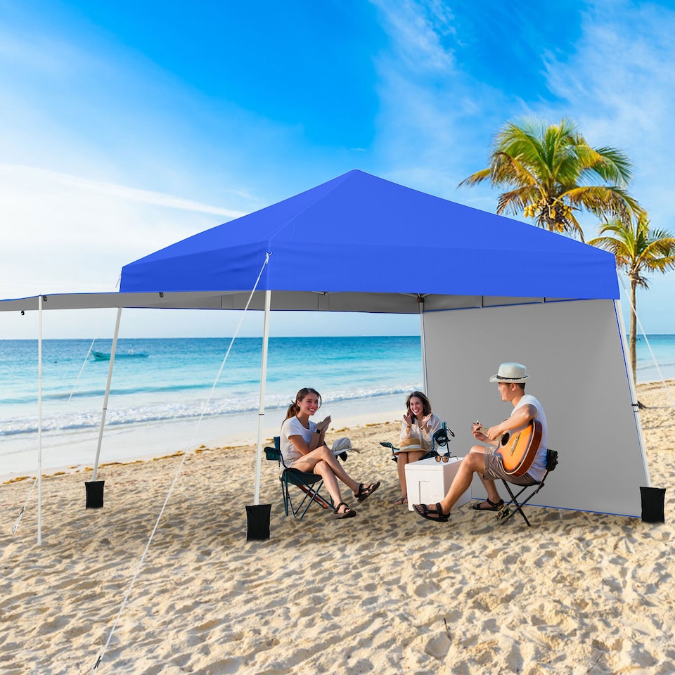 image 1 of COSTWAY 14 x 9.2 FT Pop up Canopy Tent Easy Setup Outdoor Sun Shelter-Blue