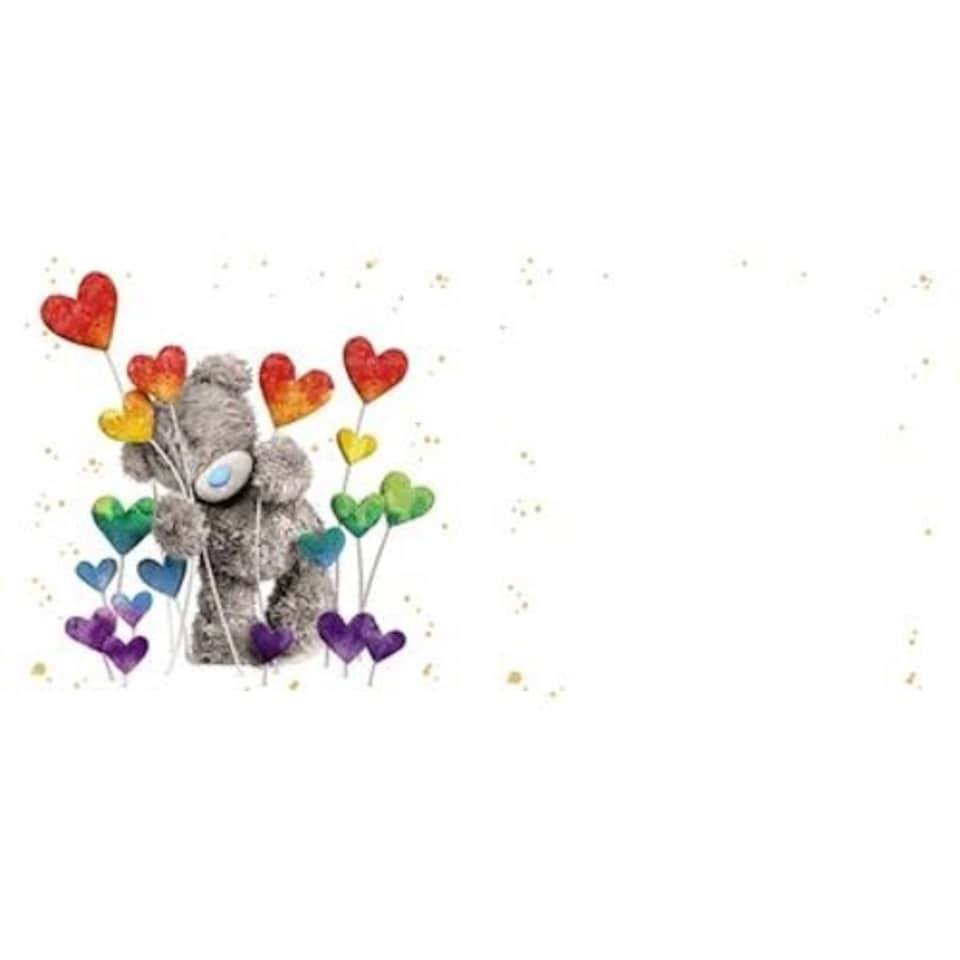 image 1 of Love Bear With Heart Balloons 3D Holographic With Love Card
