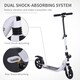 image 7 of HOMCOM Folding Kick Scooter Hight-Adjustable Urban Scooter with Rear Brake, Double Shock Absorption System & 2 Big Wheels, For 14 older Teens Adult, White