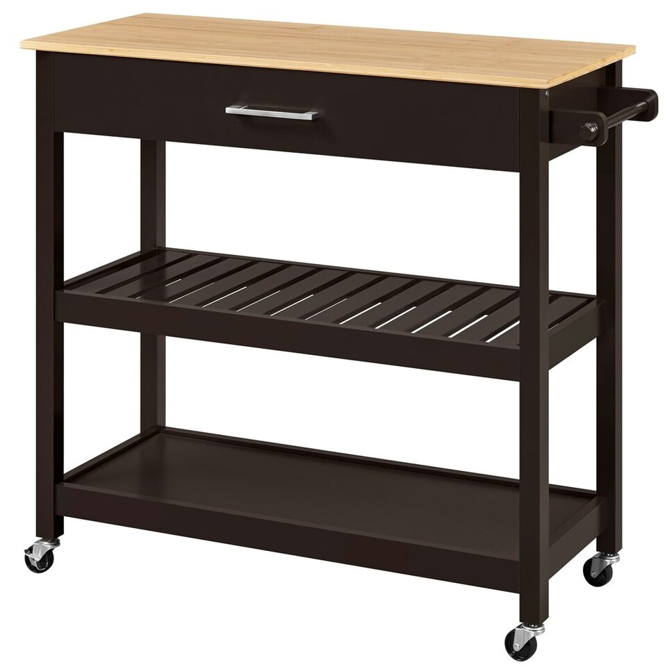image 1 of Yaheetech Rolling Kitchen Island Cart on Wheels Espresso