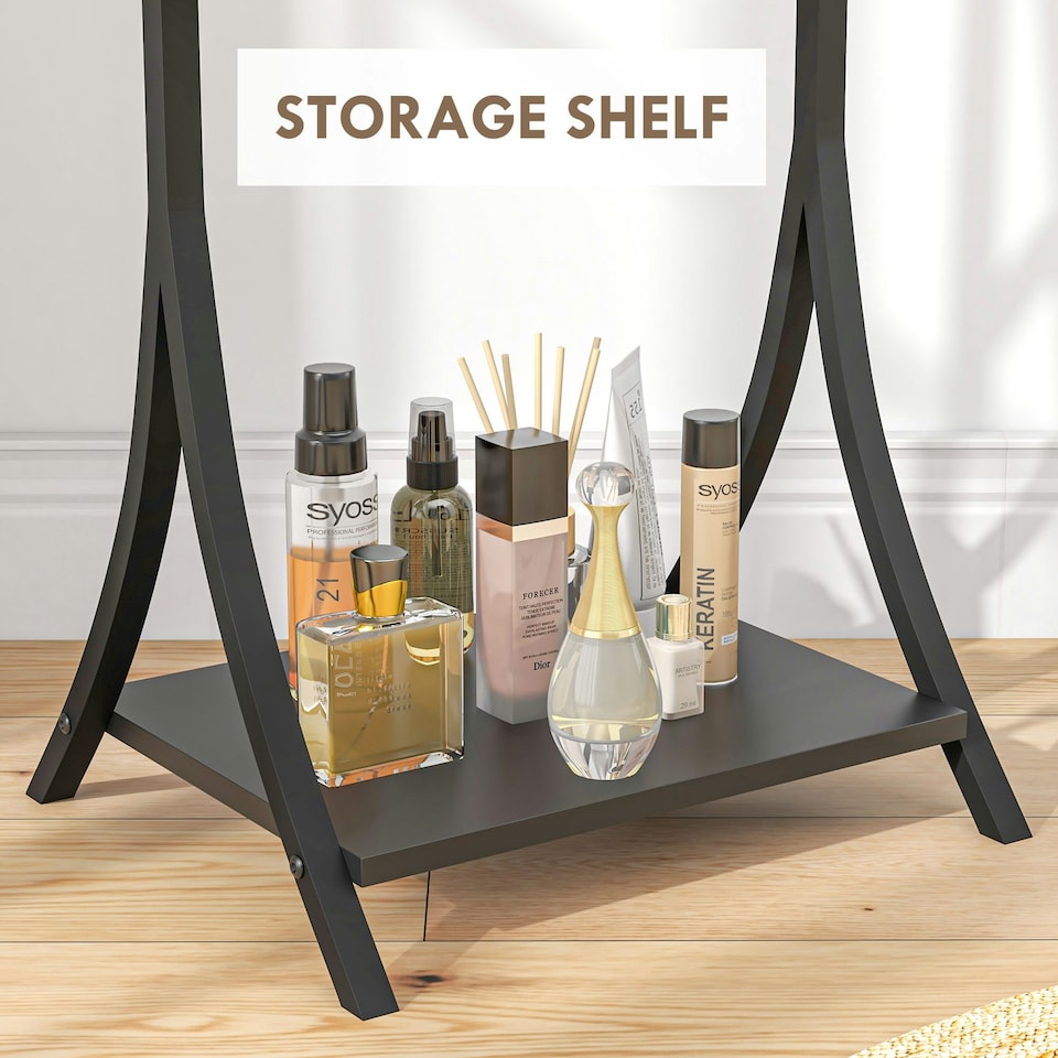 image 1 of HOMCOM Freestanding Full Length Mirror Adjustable Full Body Mirror w/ Shelf