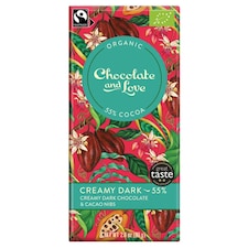 Creamy Dark Chocolate with Cocoa Nibs, Organic 80g (Chocolate and Love)
