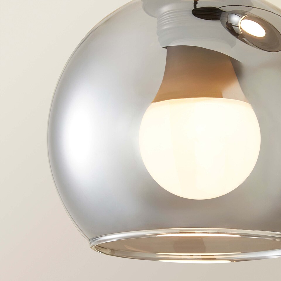 image 1 of ValueLights Bellamy Smoked Glass 3 Drop Cluster Black Pendant Light & Bulbs | Black