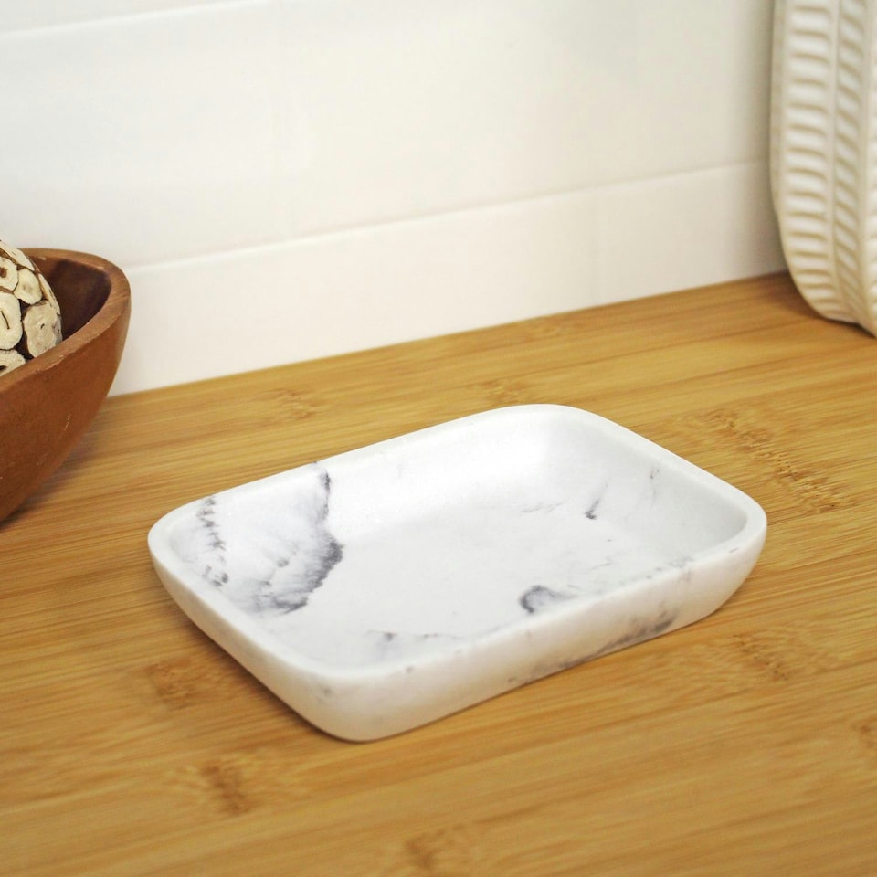 image 1 of Showerdrape Octavia White Marble & Chrome Soap Dish