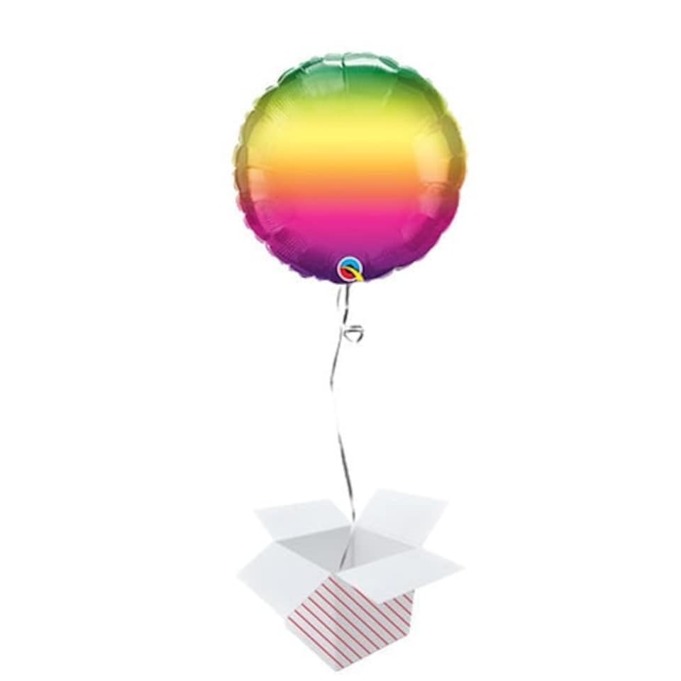 Vibrant Ombre Round Foil Helium Qualatex Balloon - Inflated Balloon in a Box