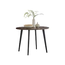 Furniturebox Koko Walnut Wood Effect Round Dining Table Black Legs 100cm