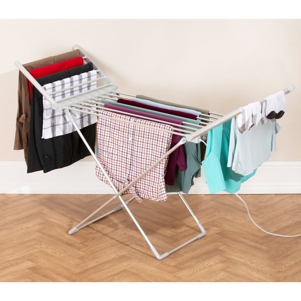 image 1 of Daewoo Electric Heated Folding Clothes Airer Dryer Winged 230W 15kg Load Compact
