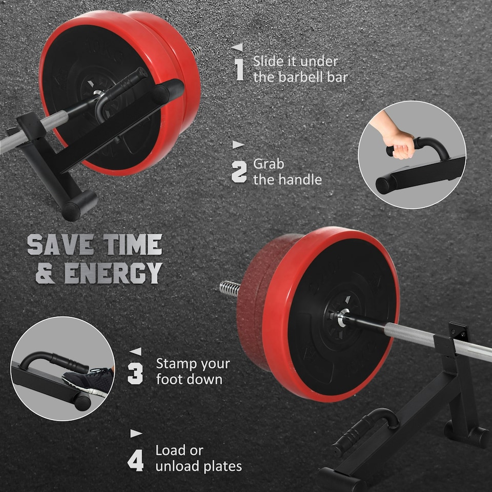 image 1 of SPORTNOW Deadlift Barbell Jack for Loading, Unloading Barbell Plates Black | Short