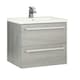 image 1 of Bathroom 2-Drawer Wall Hung Vanity Unit with Mid Depth Ceramic Basin 600mm Wide - Silver Oak  - Brassware Not Included Brown