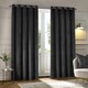 image 2 of Paoletti Neptune Fully Lined Velvet Eyelet Curtain Pair, 229cm width x 183cm drop | Grey | Charcoal | 1