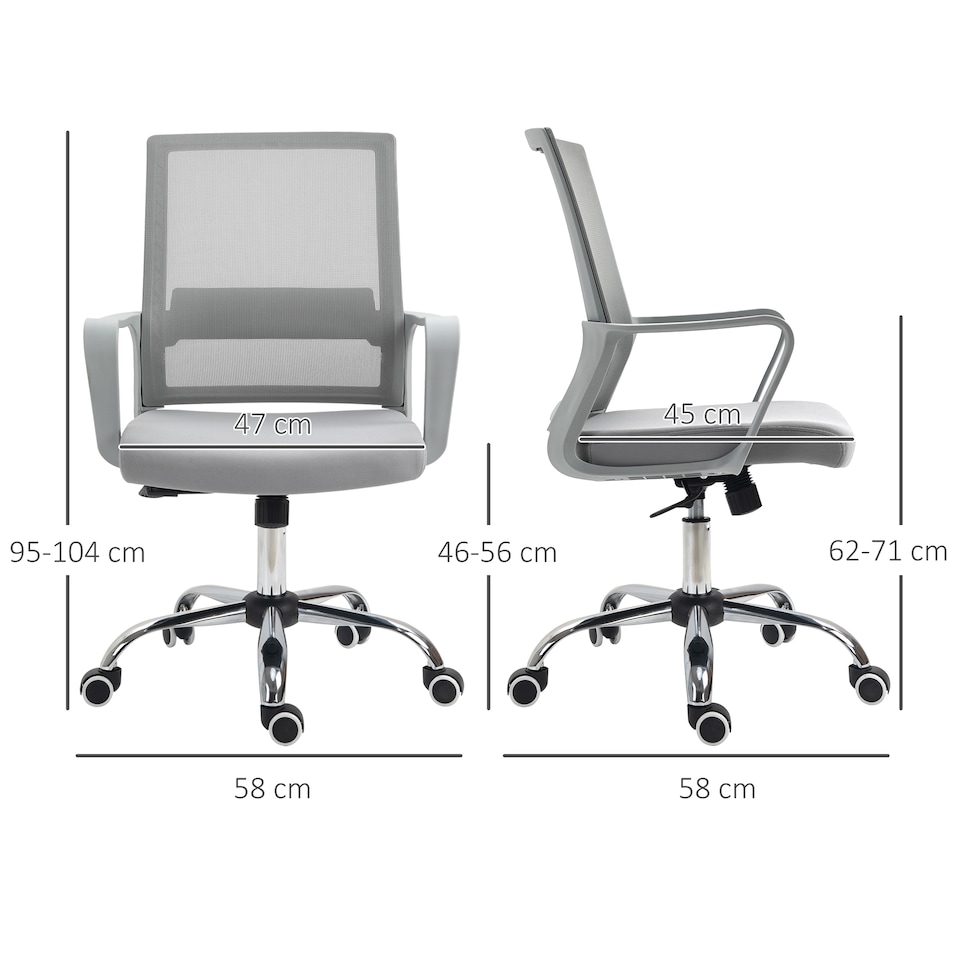 image 1 of Vinsetto Mesh Office Chair Desk Chair w/ Swivel Seat Adjustable Height Grey