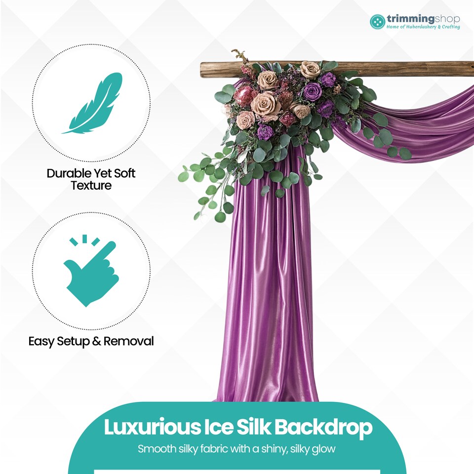 image 1 of 10m Ice Silk Fabric, Satin Material Silk Overlay, Backdrop Fabric