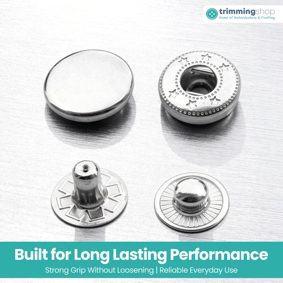 image 1 of 10mm S Spring Press Studs 4-Part, Durable & Lightweight - 10pcs