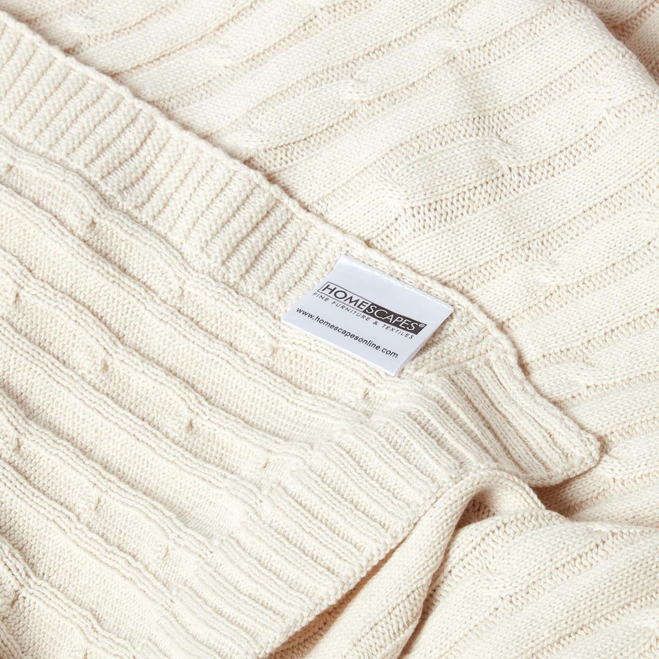 image 1 of Homescapes Cotton Cable Knit Throw - Natural - 130 x 170 cm Cream