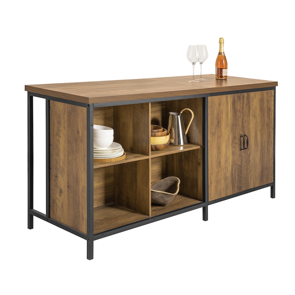 image 1 of SoBuy KNL01-F,Kitchen Island Storage Cupboard with 170cm Worktop | Brown | Brown | 1