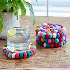 Set of 4 Handmade Felt Ball Coasters