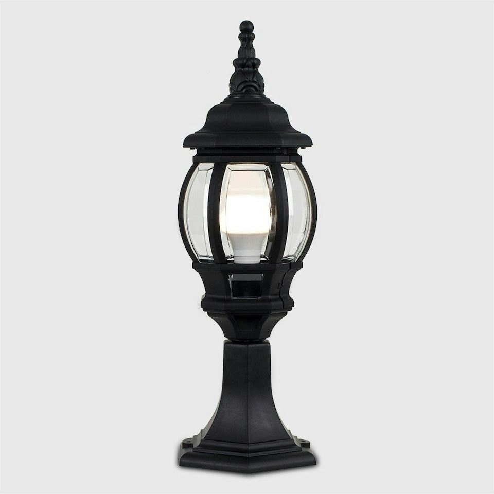image 1 of ValueLights Modern Black IP44 Rated Outdoor Garden Lantern Style Lamp Post Pillar Light