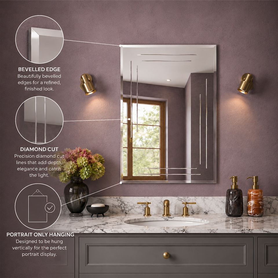 image 1 of Showerdrape Chelsea Rectangular Wall Mounted Frameless Bathroom Mirror 60 x 45cm | Chrome | Mirror | 1
