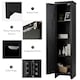 image 9 of COSTWAY Wood Tall Storage Cabinet 4 Tires Display Organizer Black
