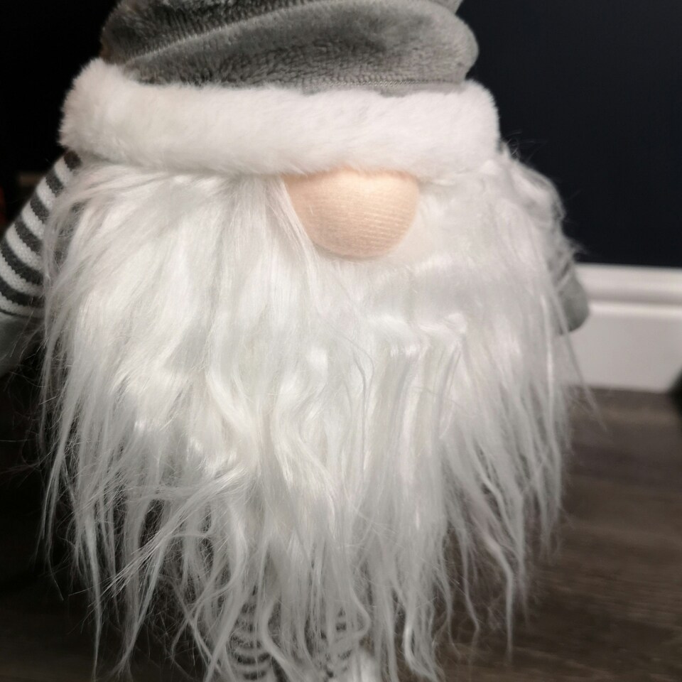 image 1 of 53cm Standing Plush Christmas Gonk with Grooved Hat in Grey