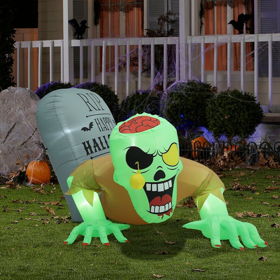 image 1 of Living and Home Zombie Tombstone Halloween Inflatable with Lights