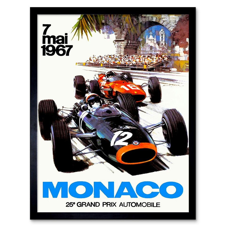 image 1 of Transport Monaco 25 Grand Prix Automobile 1967 Race Framed Wall Art Print