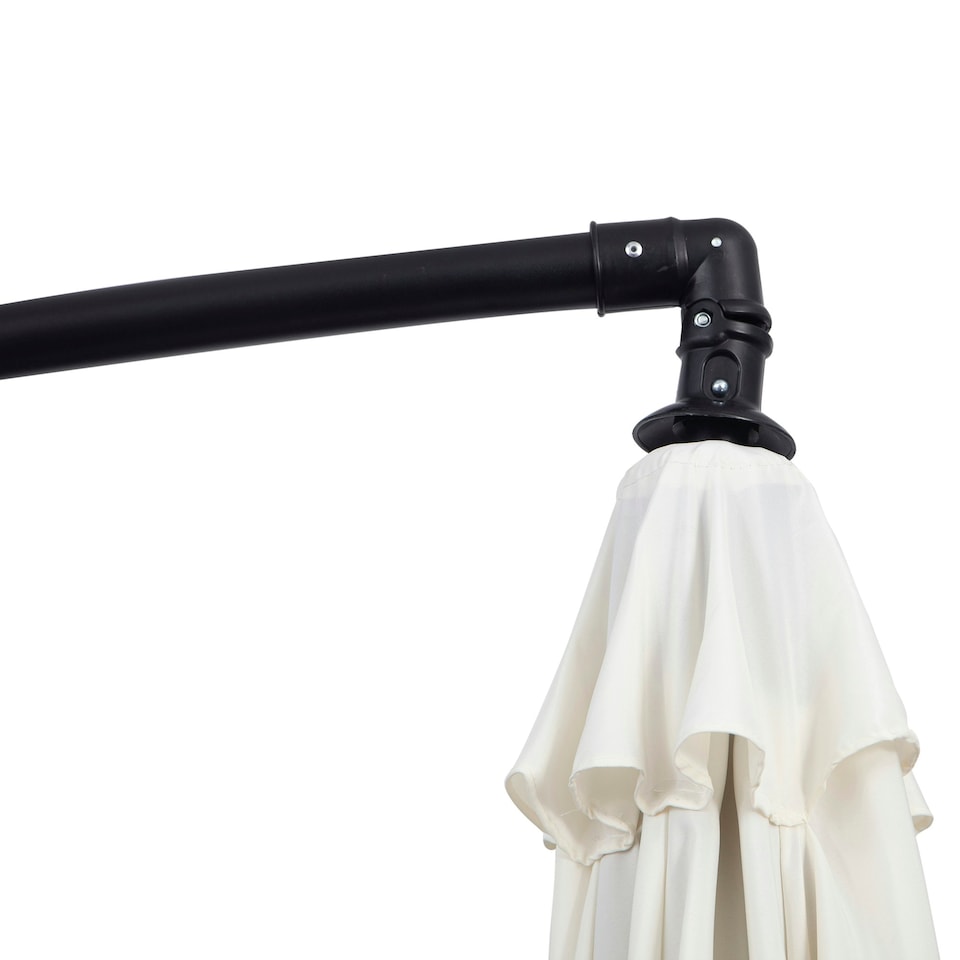image 1 of Outsunny 3(m) Garden Banana Parasol Cantilever Umbrella, Cream White