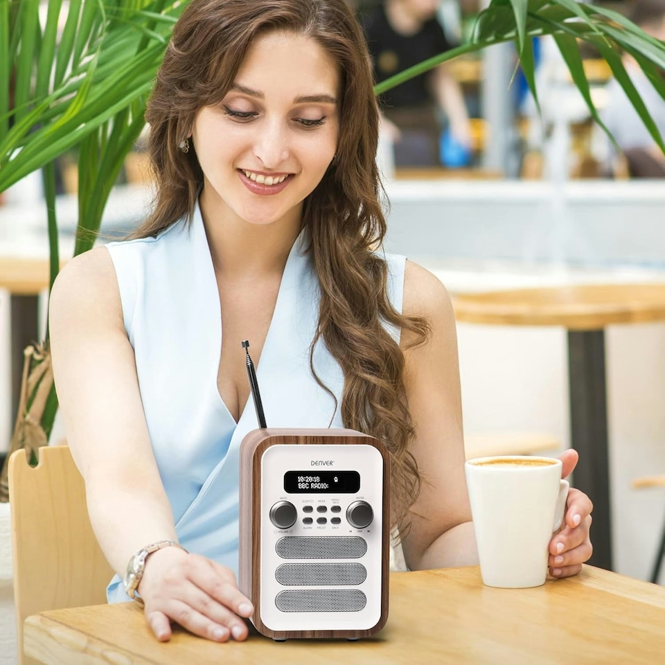 image 1 of Denver DAB-48 Bluetooth DAB Radio - Large Remote Control - DAB/DAB+ Digital Radio Mains Powered – DAB Bluetooth Radio Speaker – DAB Alarm Clock